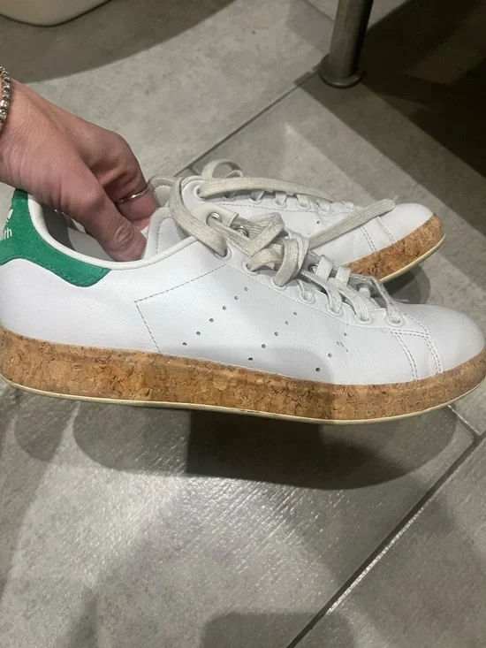 adidas White / Green Leather Sneakers with special edition bamboo sole - Picture 2 of 4